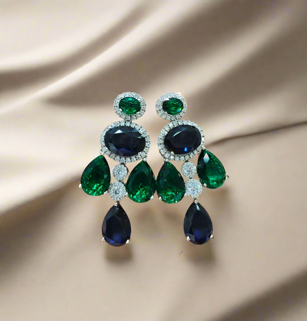 Crystal blue and green danglers