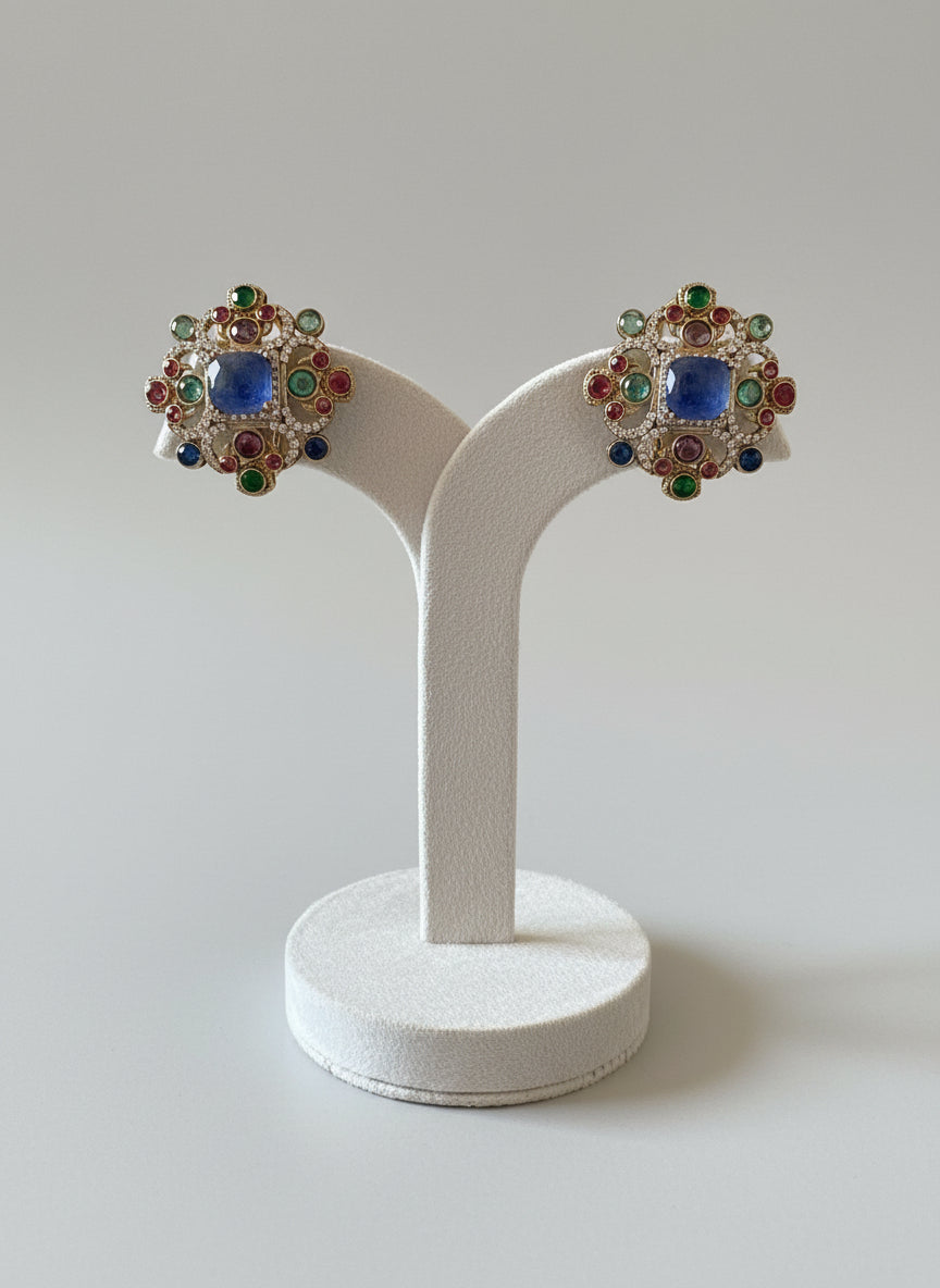 Multi coloured statement studs