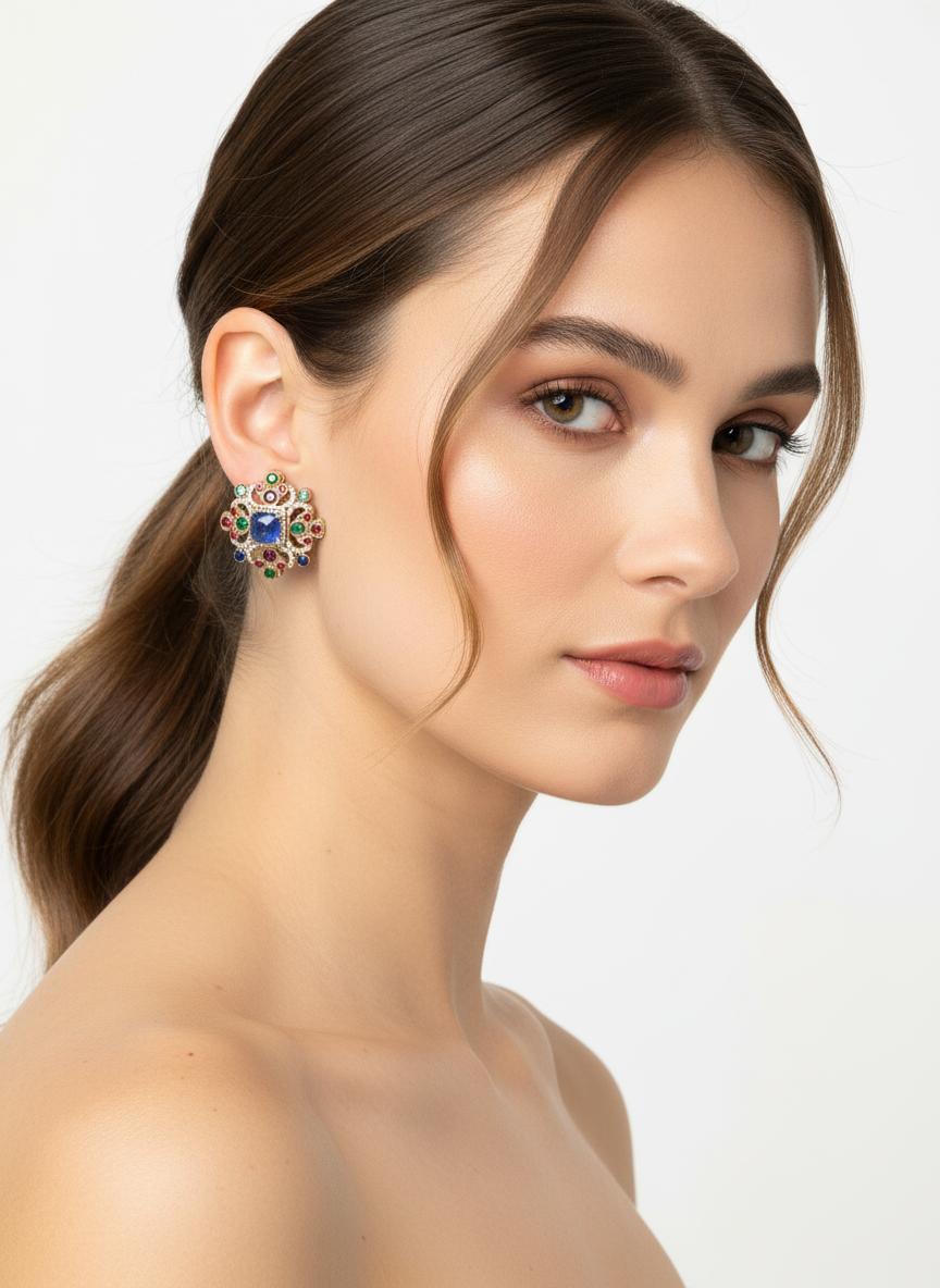 Multi coloured statement studs