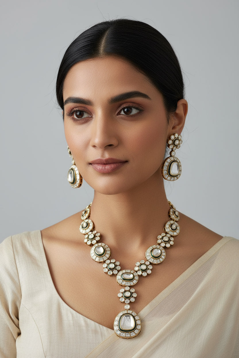 Polki Statement Neckpiece & earrings