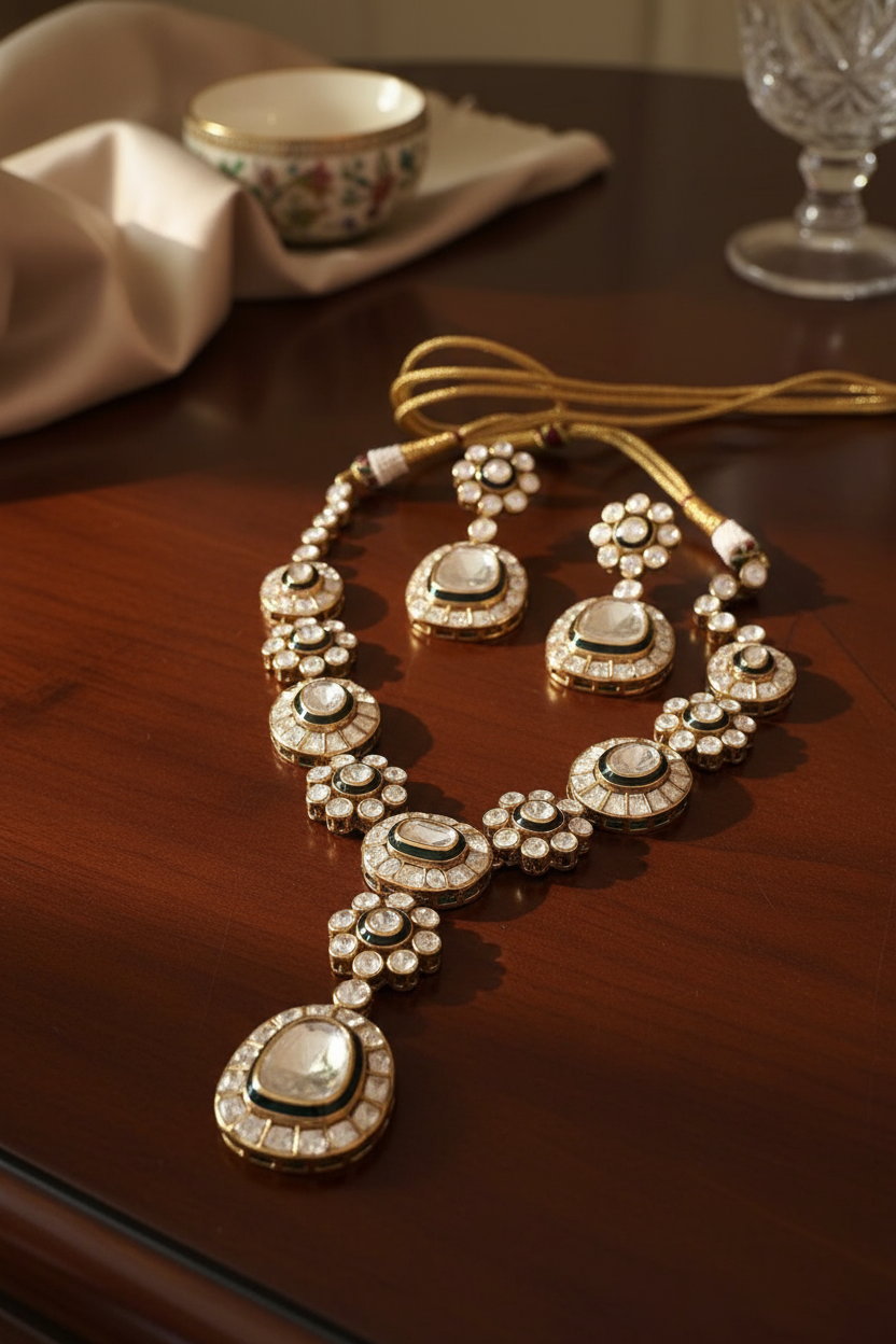 Polki Statement Neckpiece & earrings