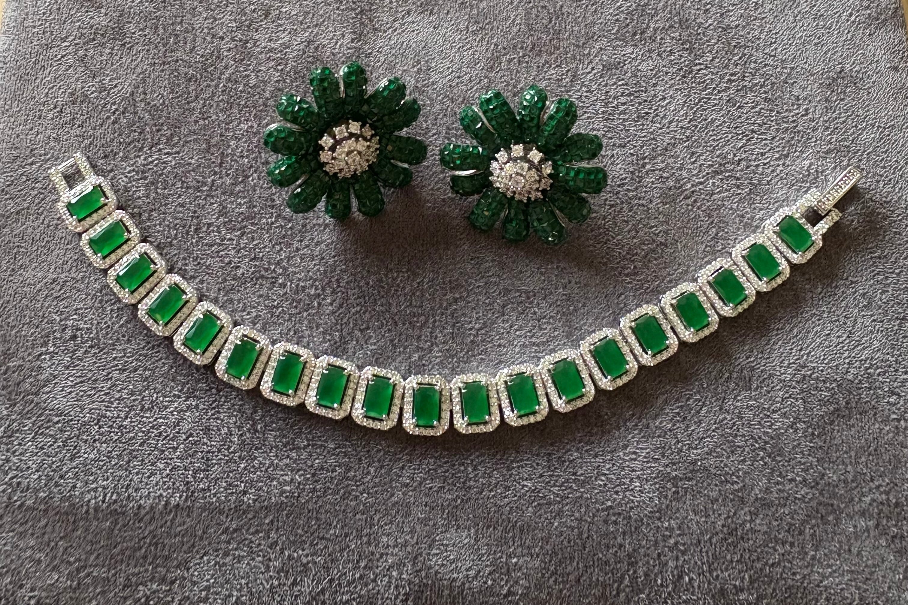 Emerald diamond tennis bracelet