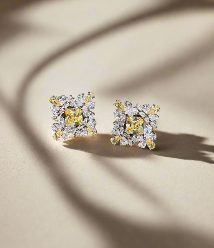 Topaz zirconia diamond studs