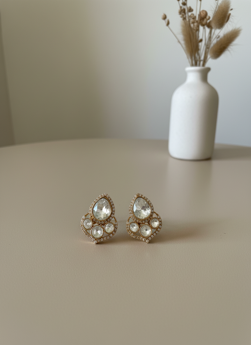Polki water drop studs