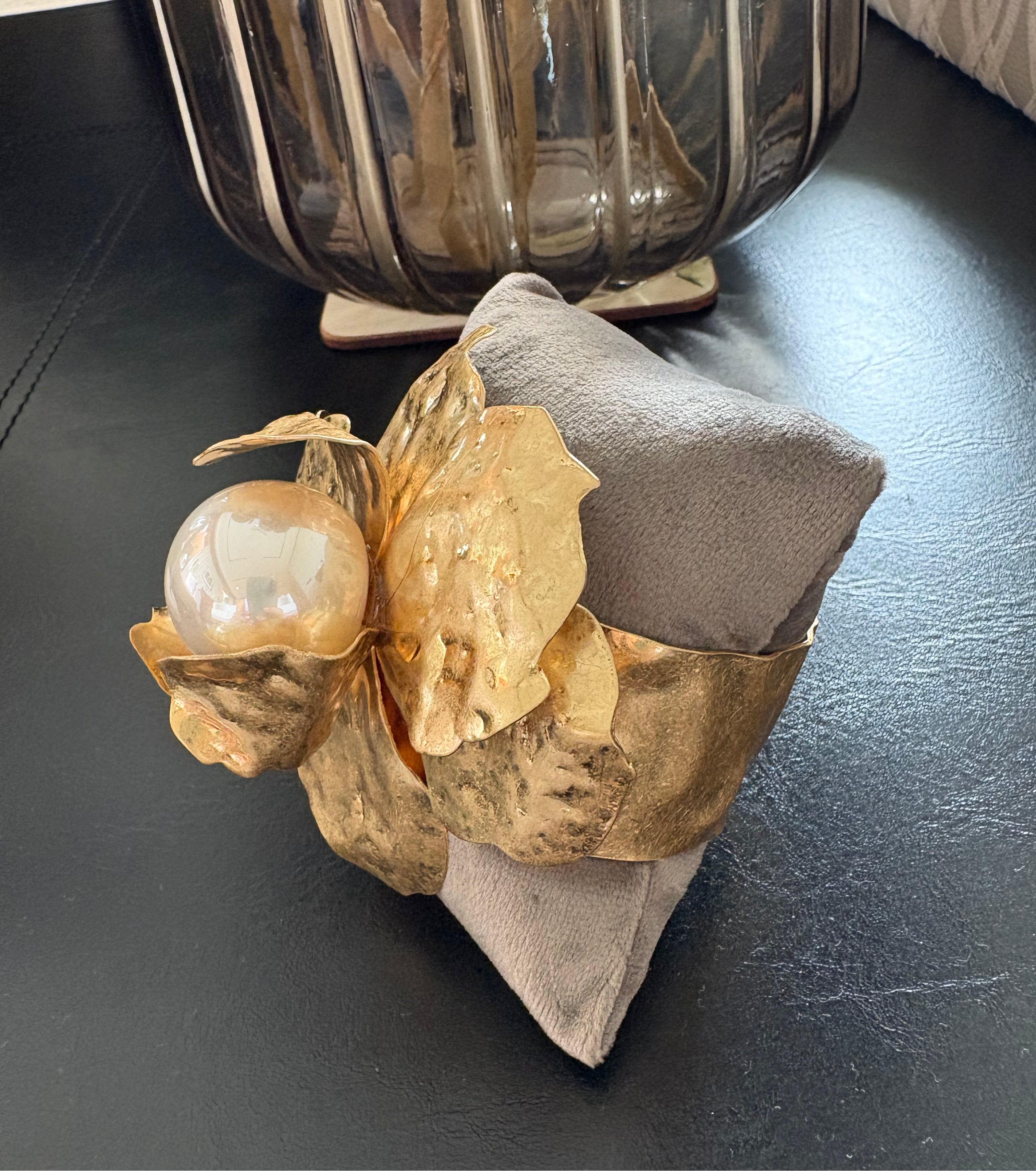 Pearl gold statement cuff