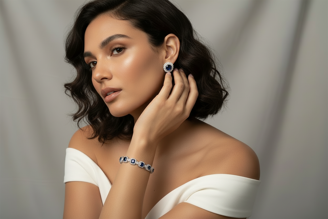 Sapphire diamond tennis bracelet