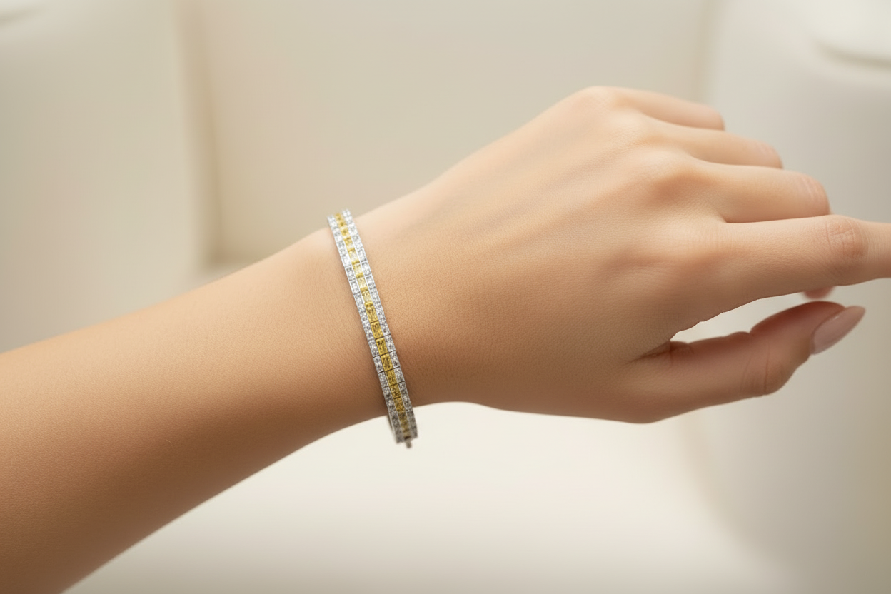 Canary yellow diamond tennis bracelet