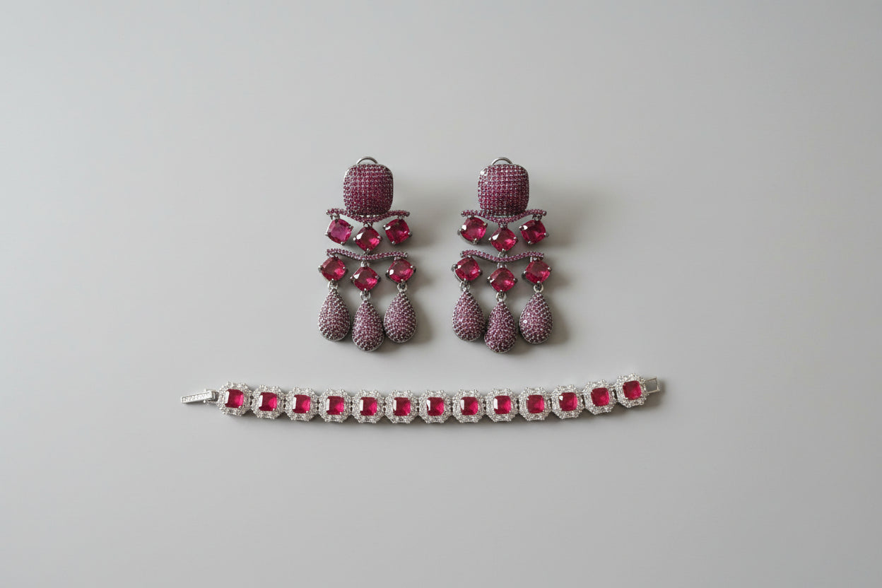 Ruby Kaitlyn Soiree Earrings & Tennis Bracelet