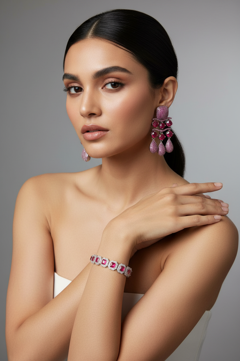 Ruby Kaitlyn Soiree Earrings & Tennis Bracelet