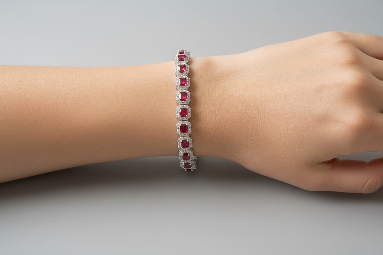 Ruby Glow Diamond Tennis Bracelet