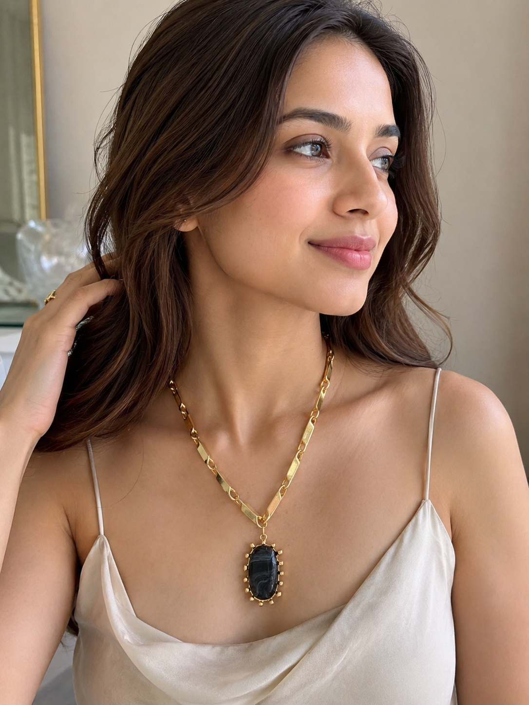 Gold statement stone Neckpiece