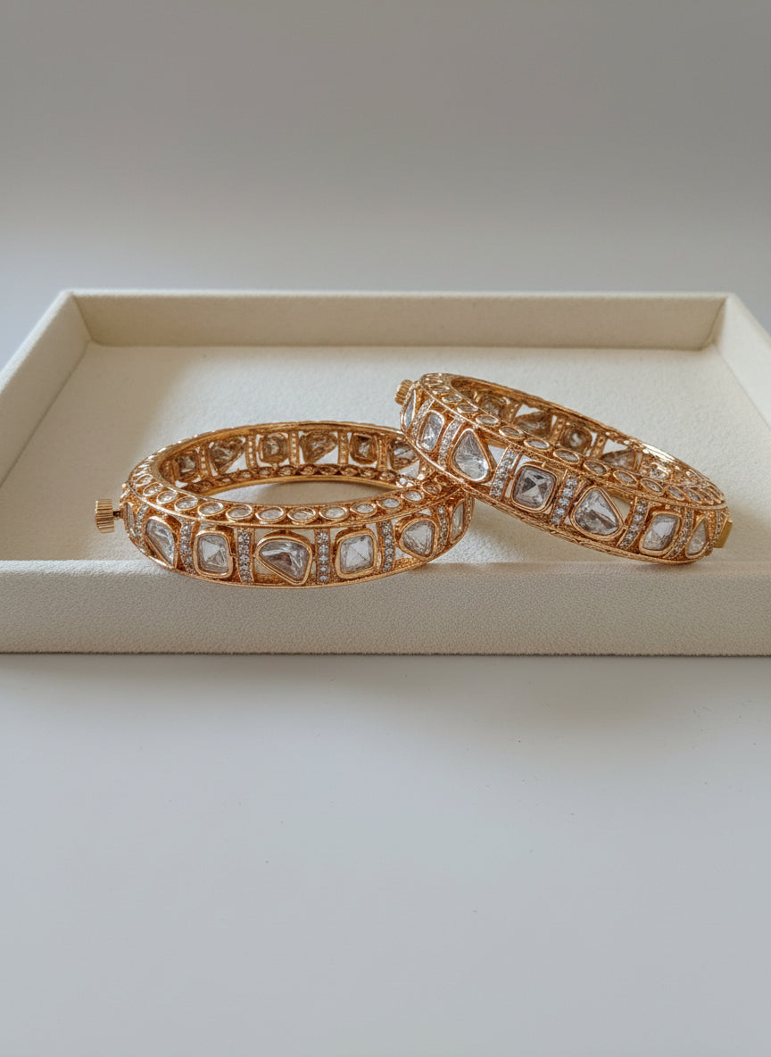 Polki gold bracelet set of 2