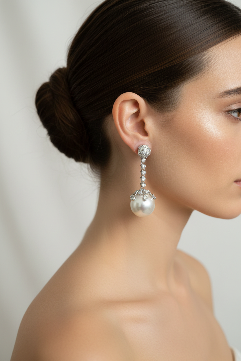 Celestial Pearl Diamond danglers