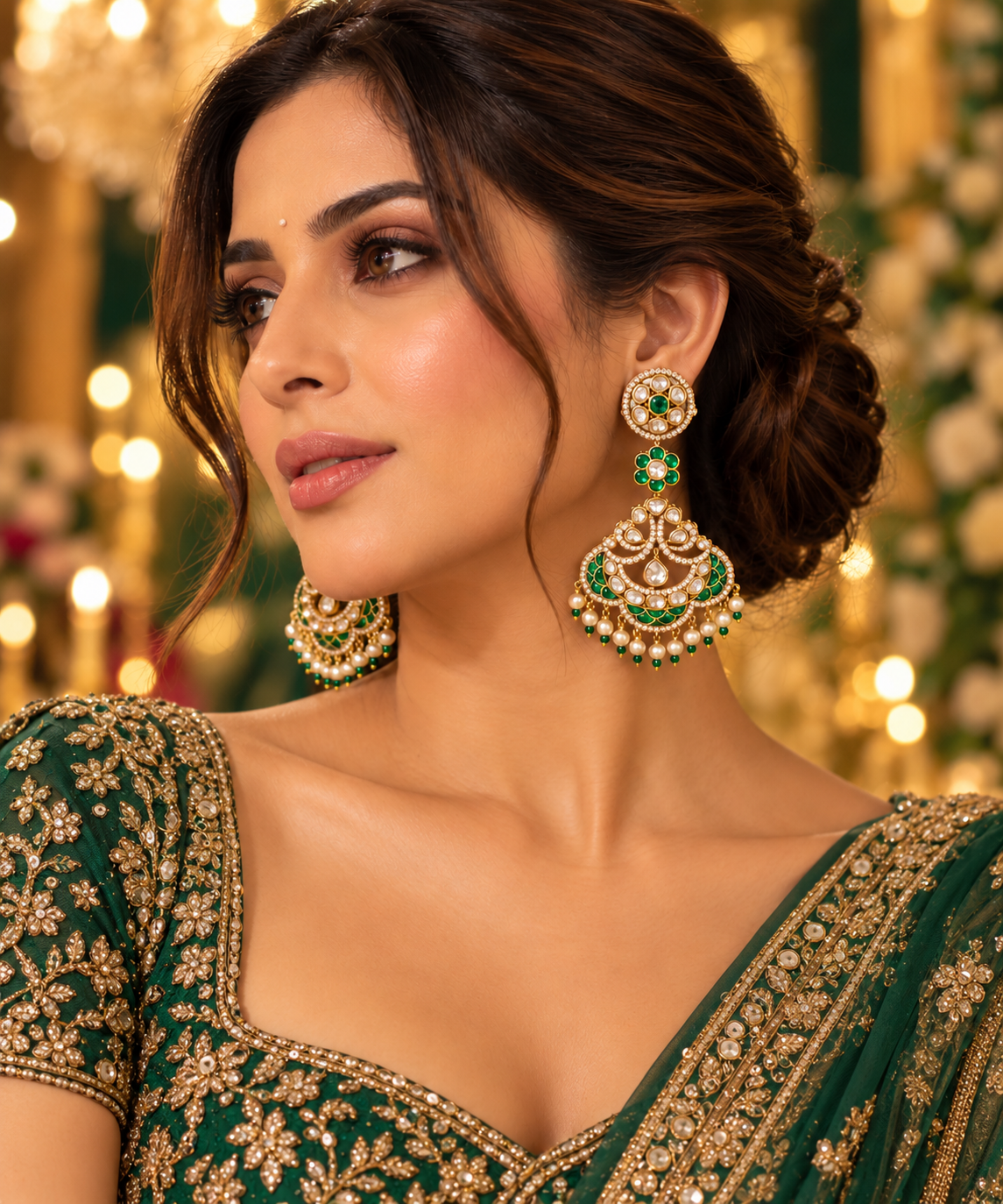 Emerald Polki Pearl Chaandbalis
