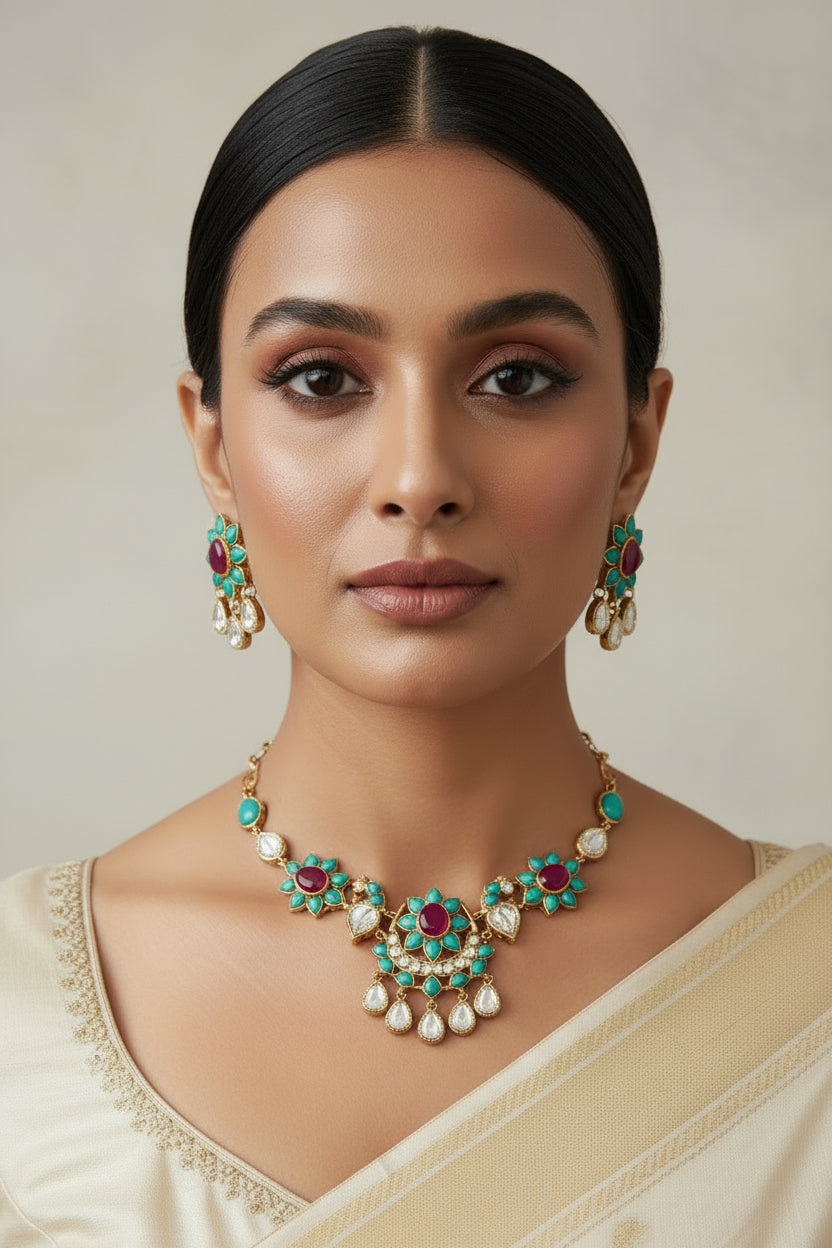 Aqua Ruby Choker Set
