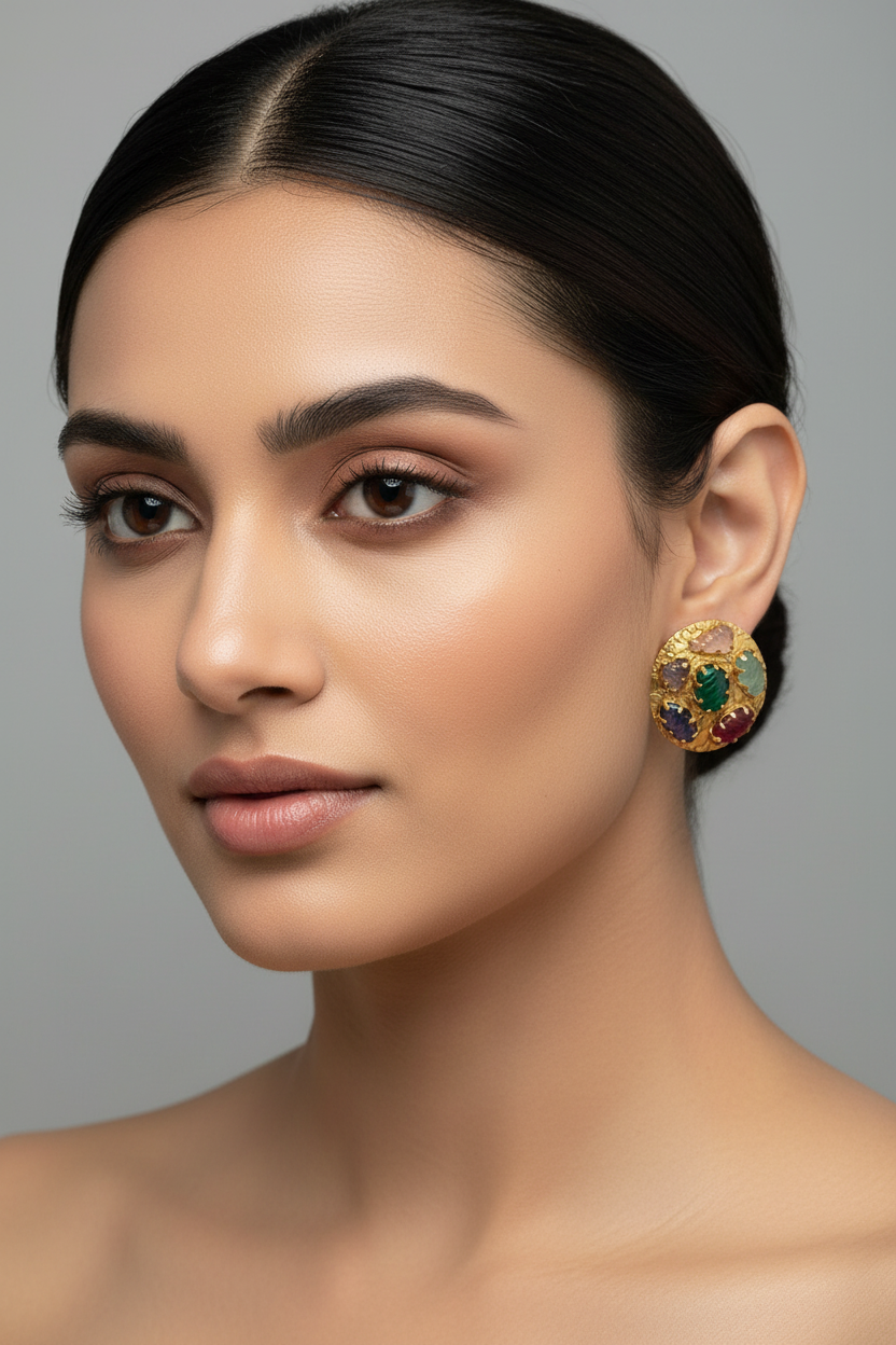 Vintage Navrattan Matt Gold Studs