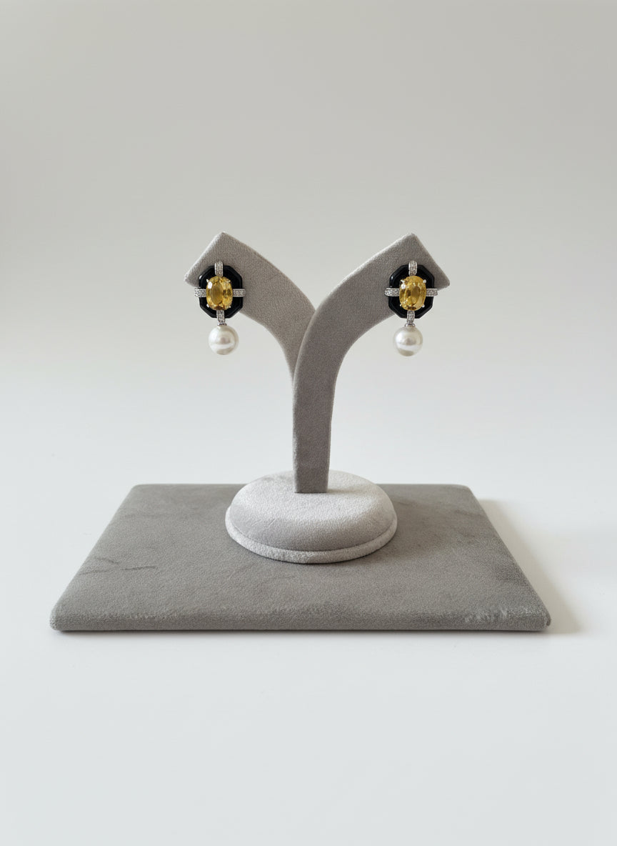 Pearl Crystal topaz earrings