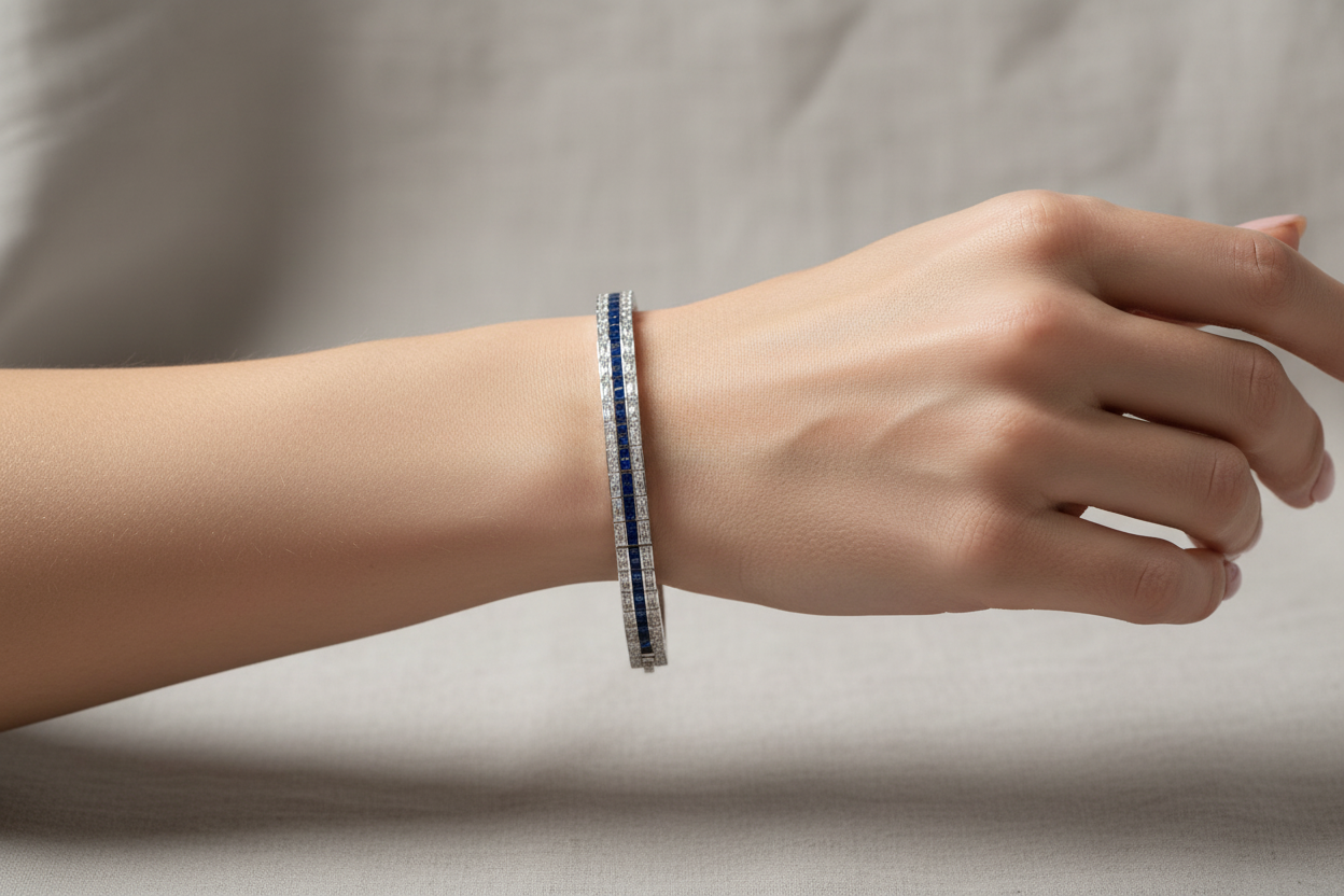 Sapphire diamond tennis bracelet