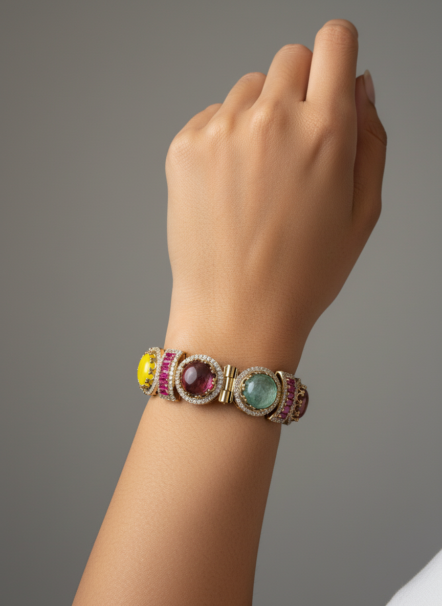 Multicoloured semi precious bracelet