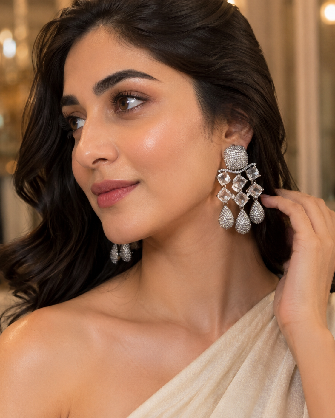 Silver Kaitlyn Statement Soiree Earrings