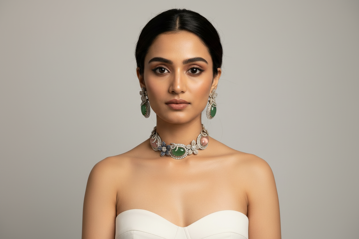 Victorian Multi colour Contemporary Choker Set