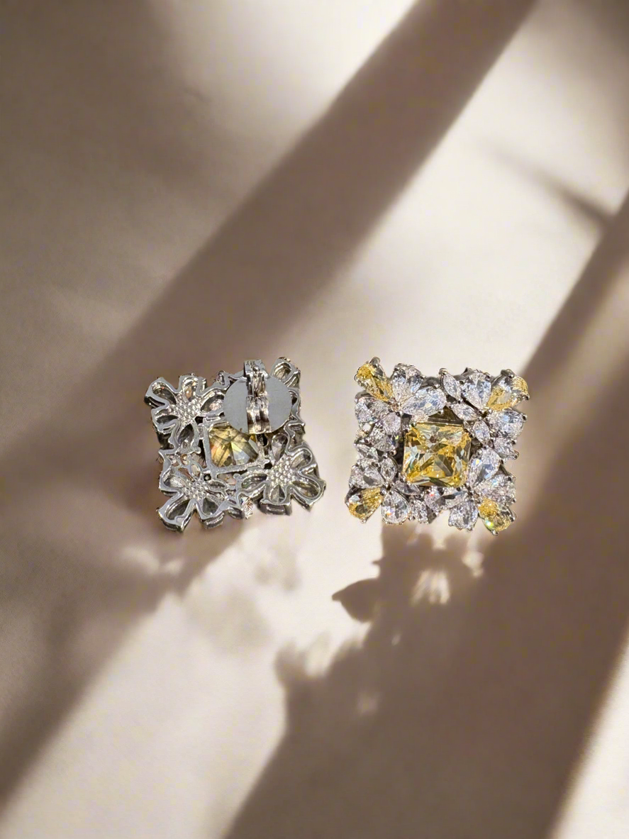 Topaz zirconia diamond studs