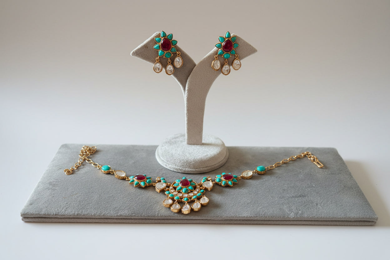 Aqua Ruby Choker Set