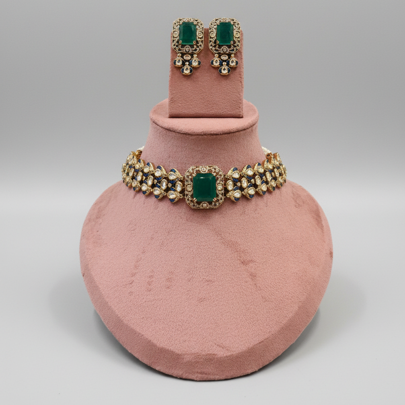 Noor Emerald Polki Set