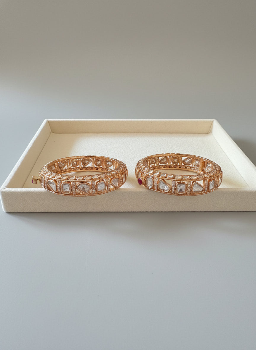 Polki gold bracelet set of 2