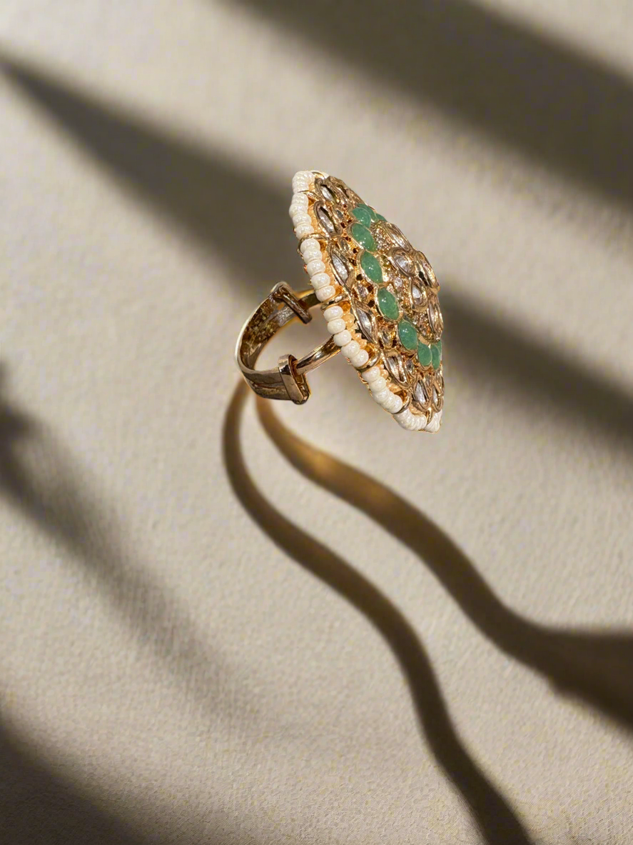 Polki gold plated ring