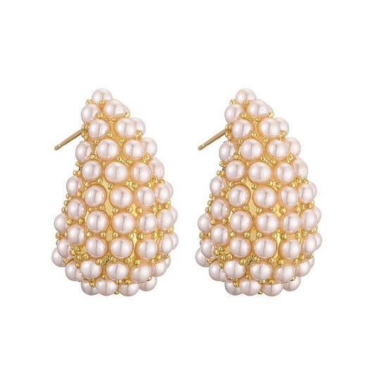 Gold Water Drop Pearl Earrings