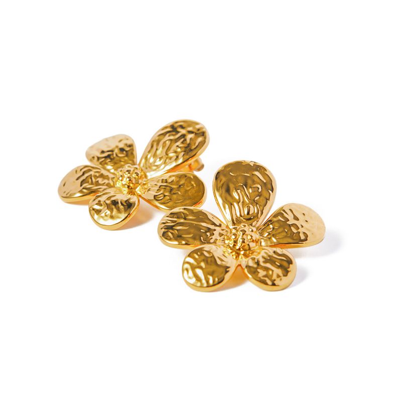 Gold Flower Statement Studs