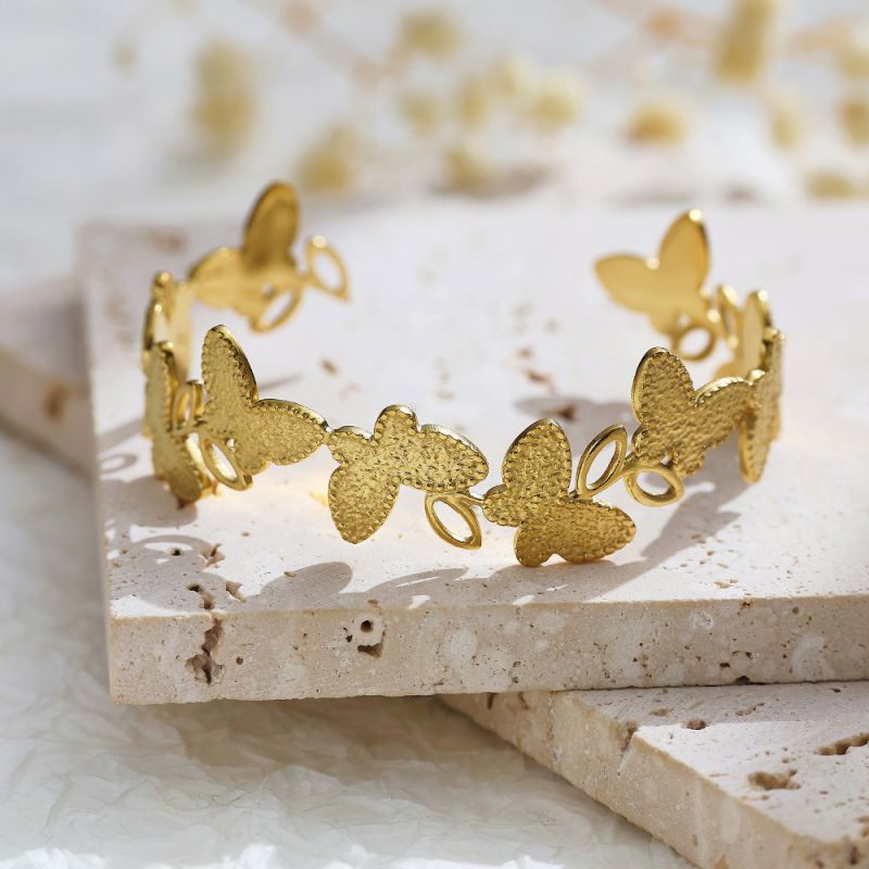 Gold Butterfly open bracelet