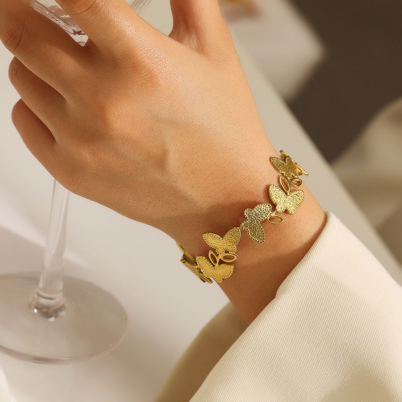 Gold Butterfly open bracelet