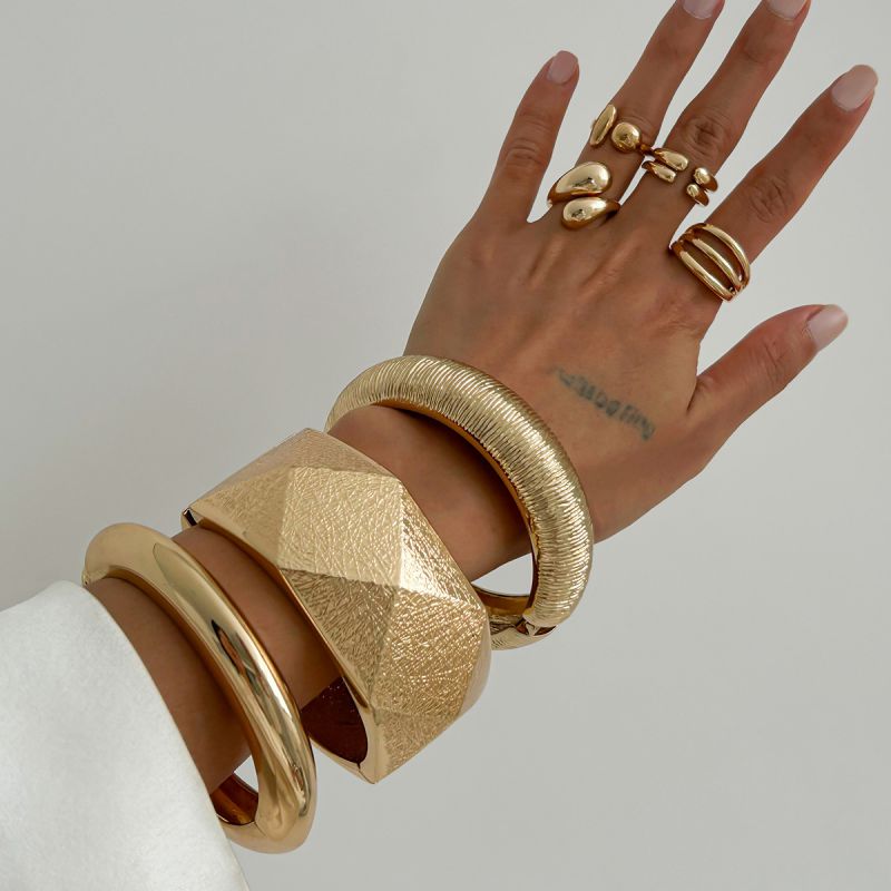 Oval Gold Statement Bracelet