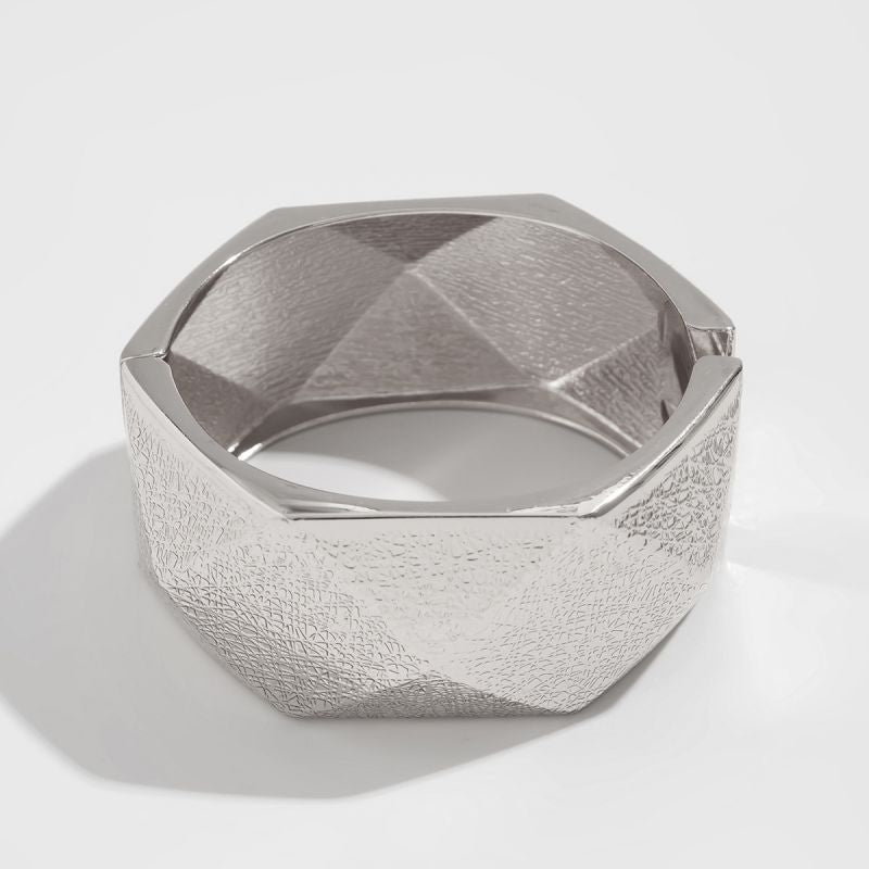 Bold Silver textured statement bracelet