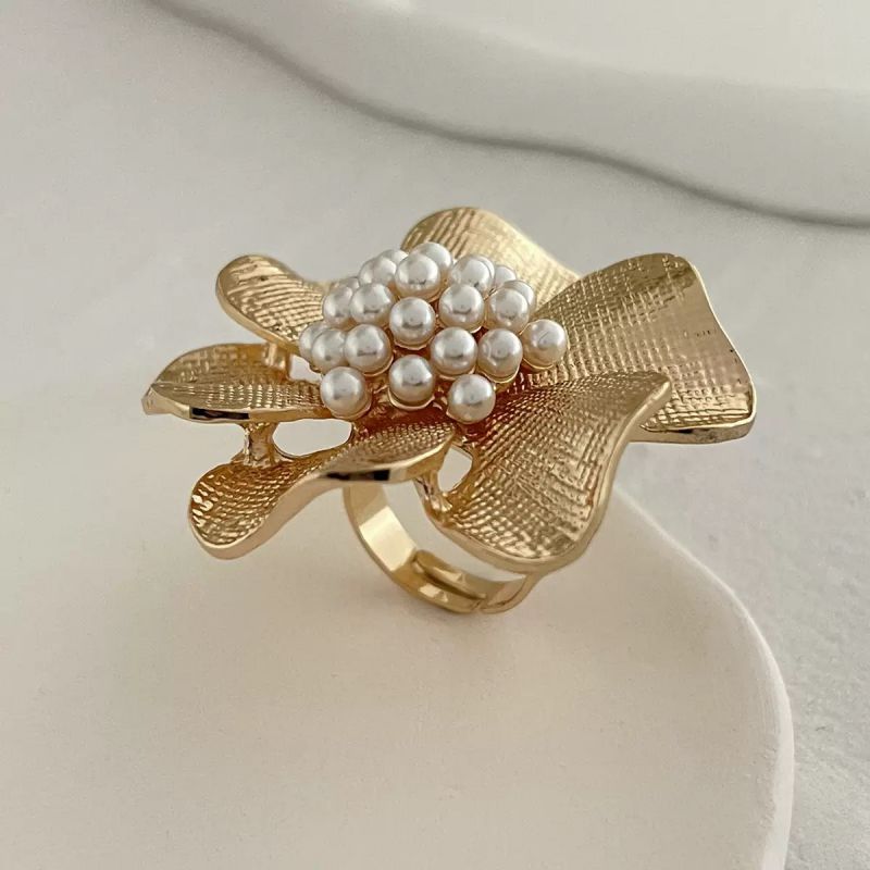 Pearl Gold Plated Statement Ring