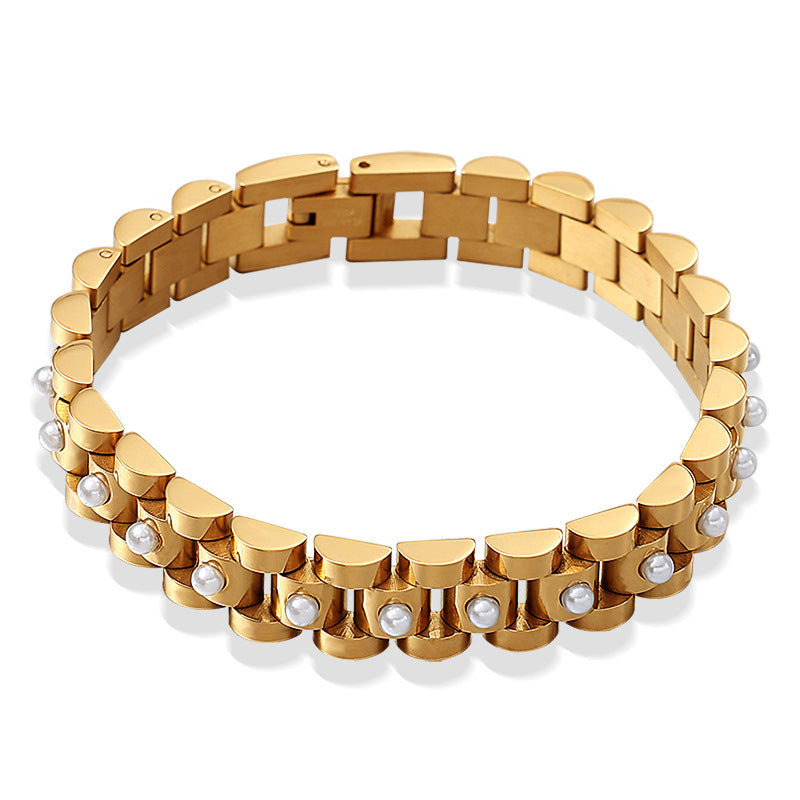 Gold plated white tone bracelet