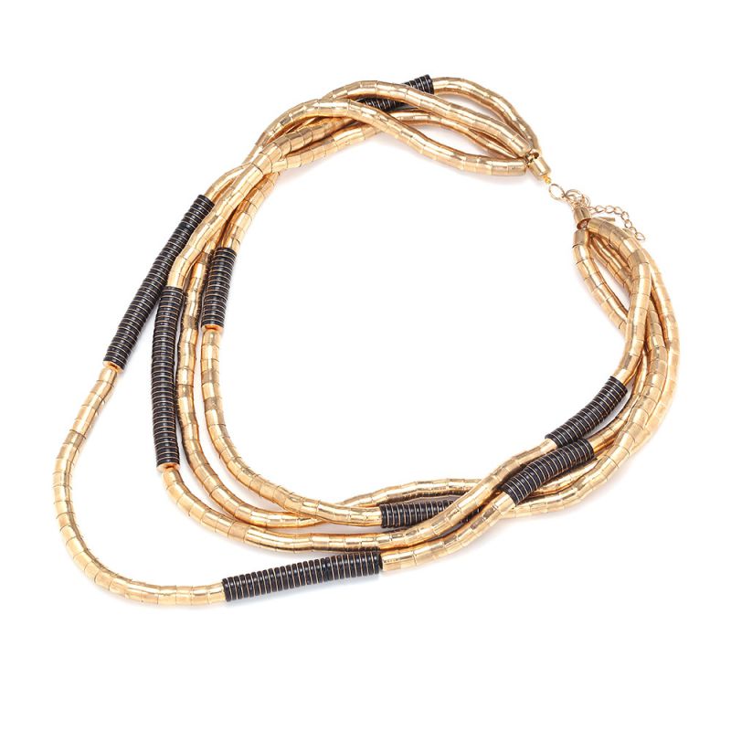 Layered statement black & gold necklace