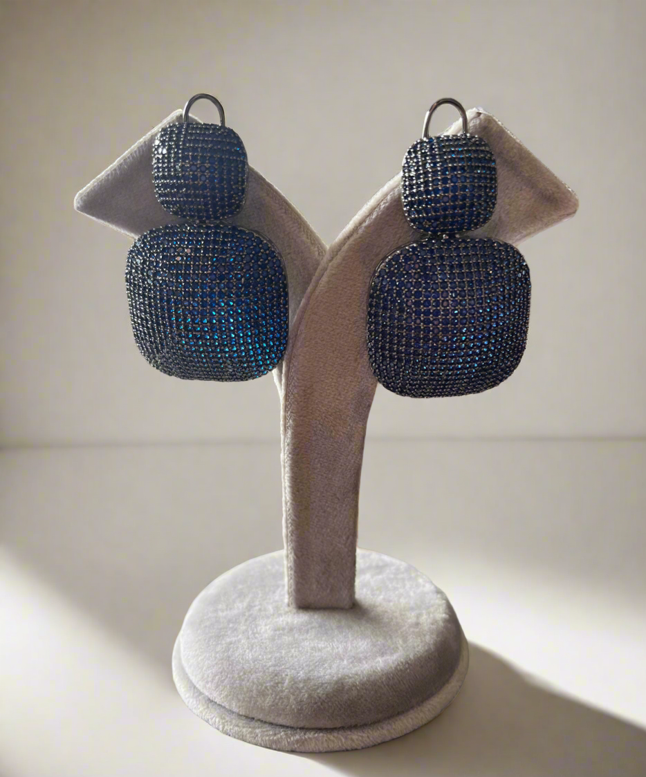 Sapphire Blue Cluster Luxury Earrings