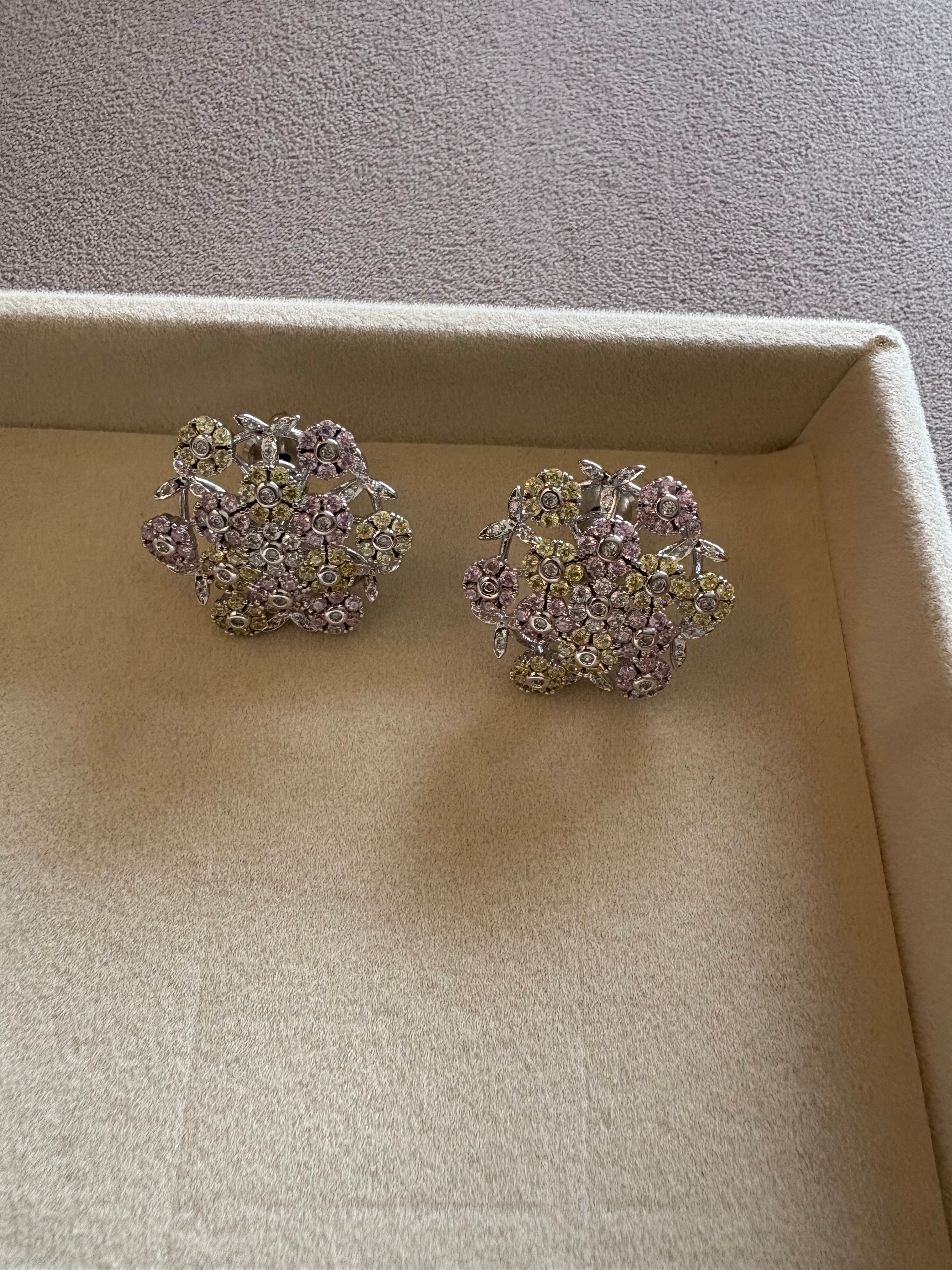 Pink & yellow diamond studs