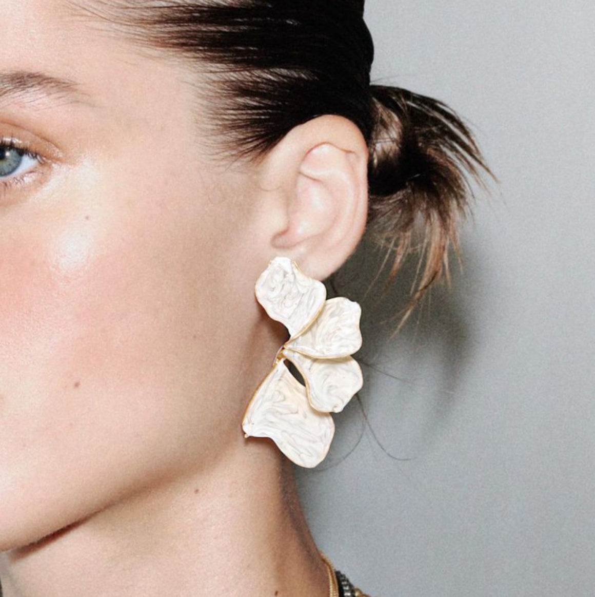 Dreamy white petal statement earrings
