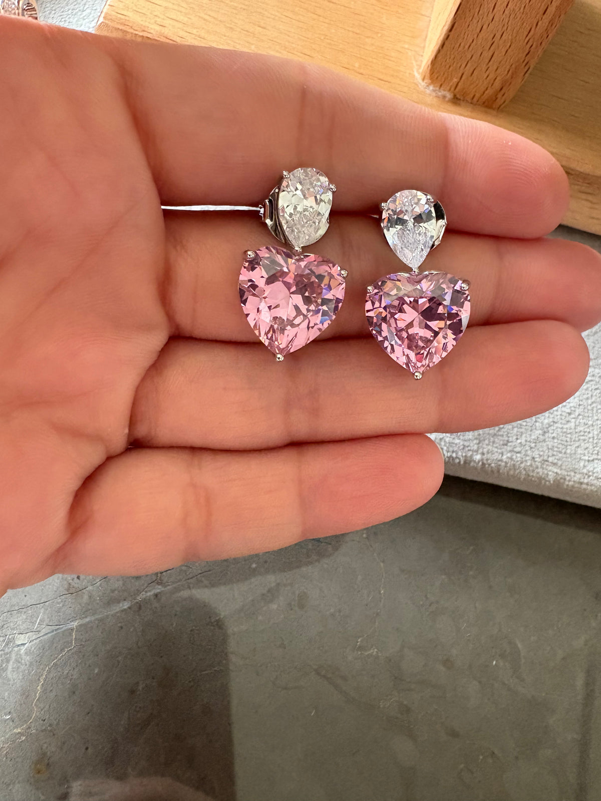 Heart Blush pink crystal studs