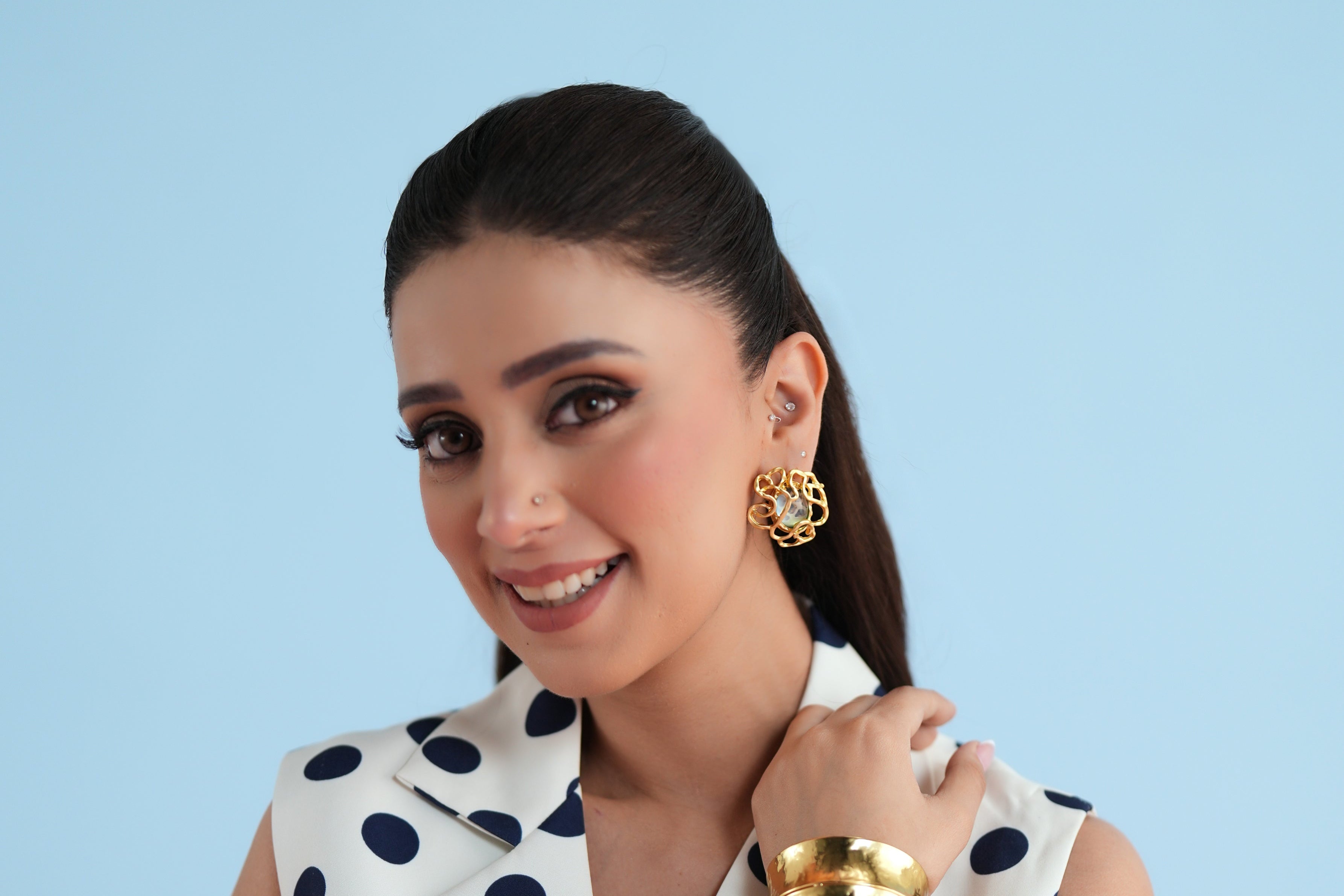 Shanaya Matt Gold Greek Studs