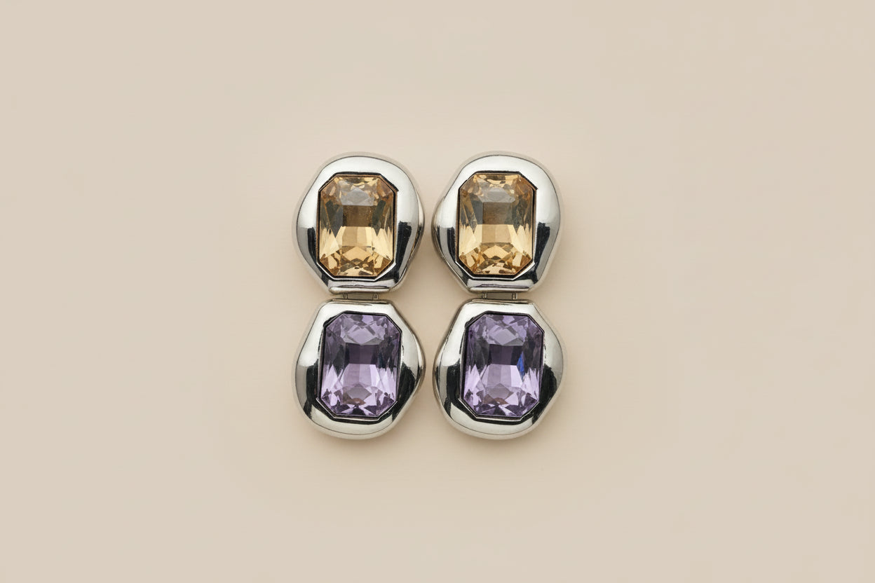 Two tone statement crystal earrings