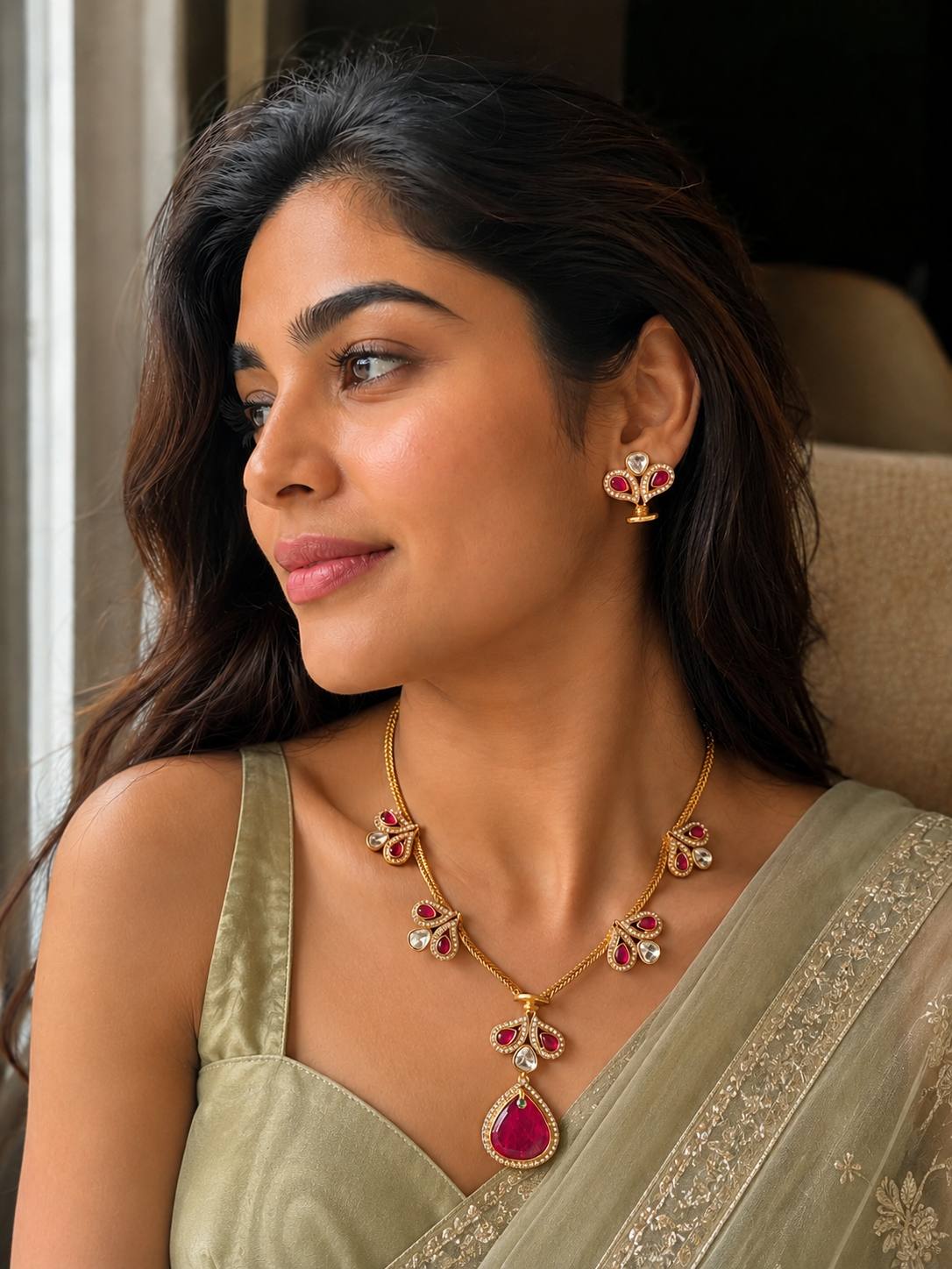 Ruhani Ruby Polki Festive Set