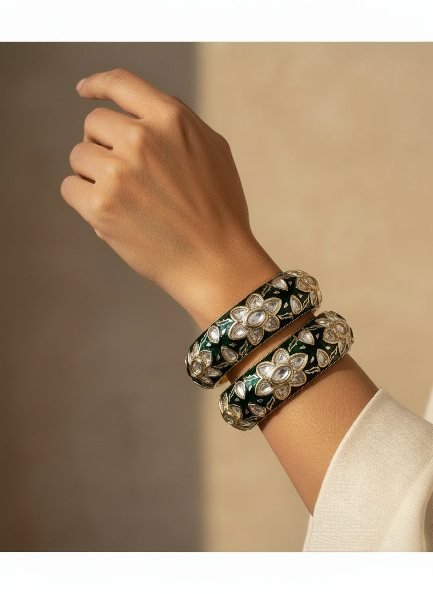 Polki emerald kada set