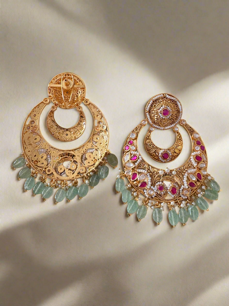 Pink & mint green Chaandbalis