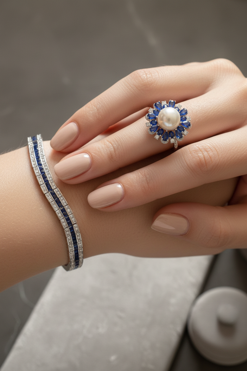 Sapphire Blue Tennis bracelet & Ring Set