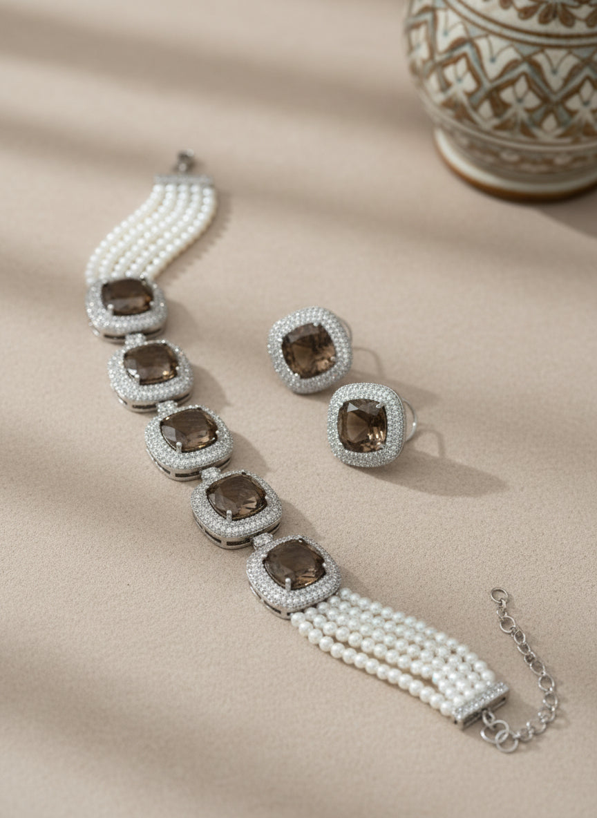 Diamond Pearl Choker Cocktail Set